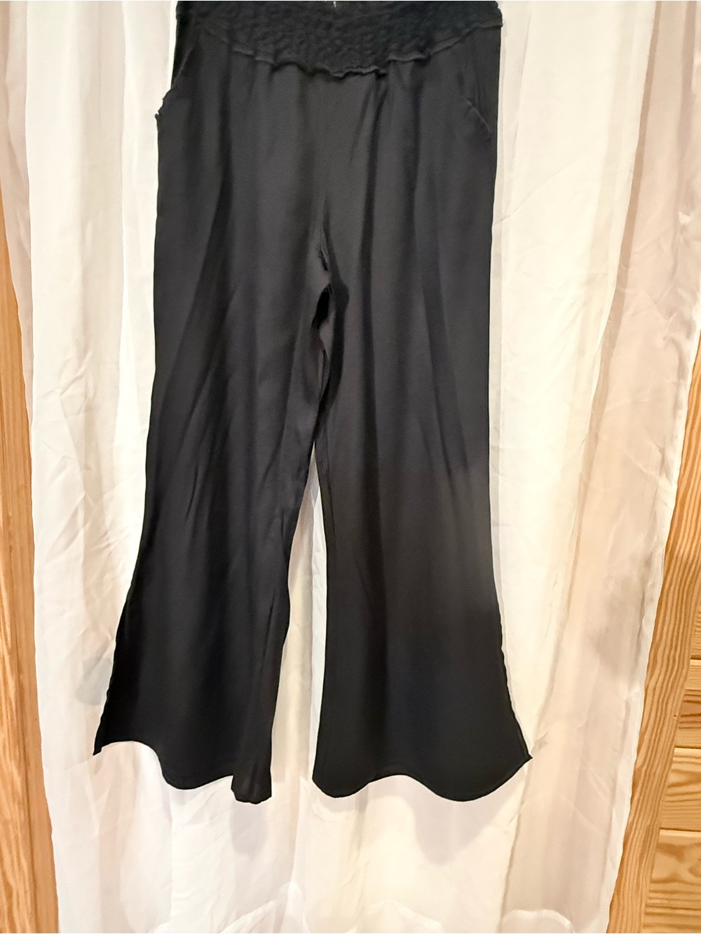Jolt Black Wide-Leg Pull-On Pants with Smocked Waistband